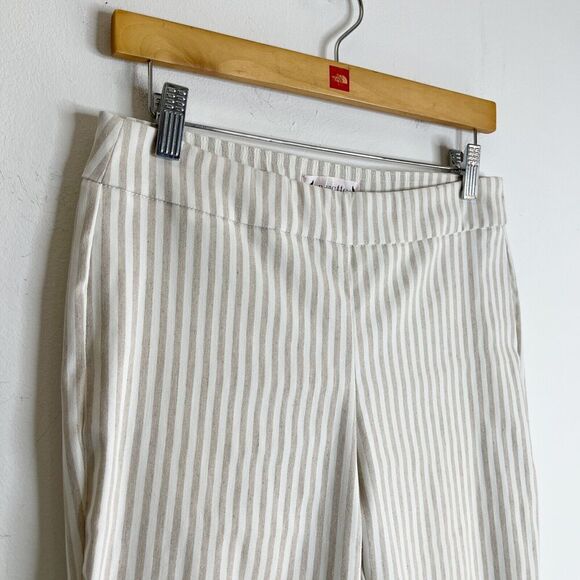 Nanette Lepore Women's Skinny Ankle Pants Size 4 Striped White & Beige Stretch - Picture 4 of 7